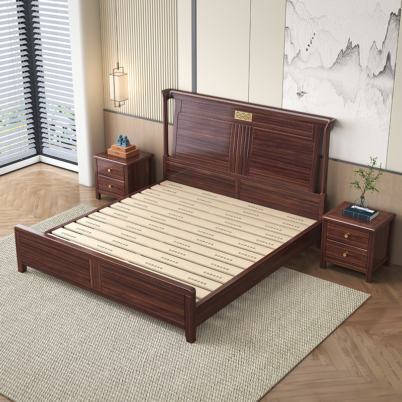 Nuevo estilo chino cama de madera sólida dormitorio doméstico madera sólida écono cama doble simple almacenamiento de muebles de dormitorio