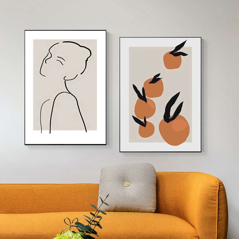 Morandi Hanging Painting Abstract Figure Girl Bedroom Decorative Painting Homestay Inn Nordic Restaurant Warm Wall Mural