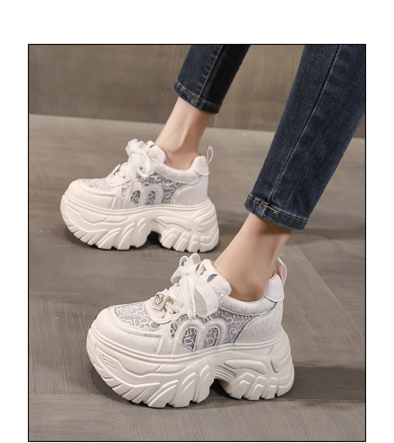 Giày sneaker nữ đế dày lưới thoáng khí phong cách daddy — màu hồng chi tiết 15