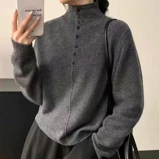 25 new winter POLO collar button can be set up to turn over cashmere sweater slim top bottom direct thick