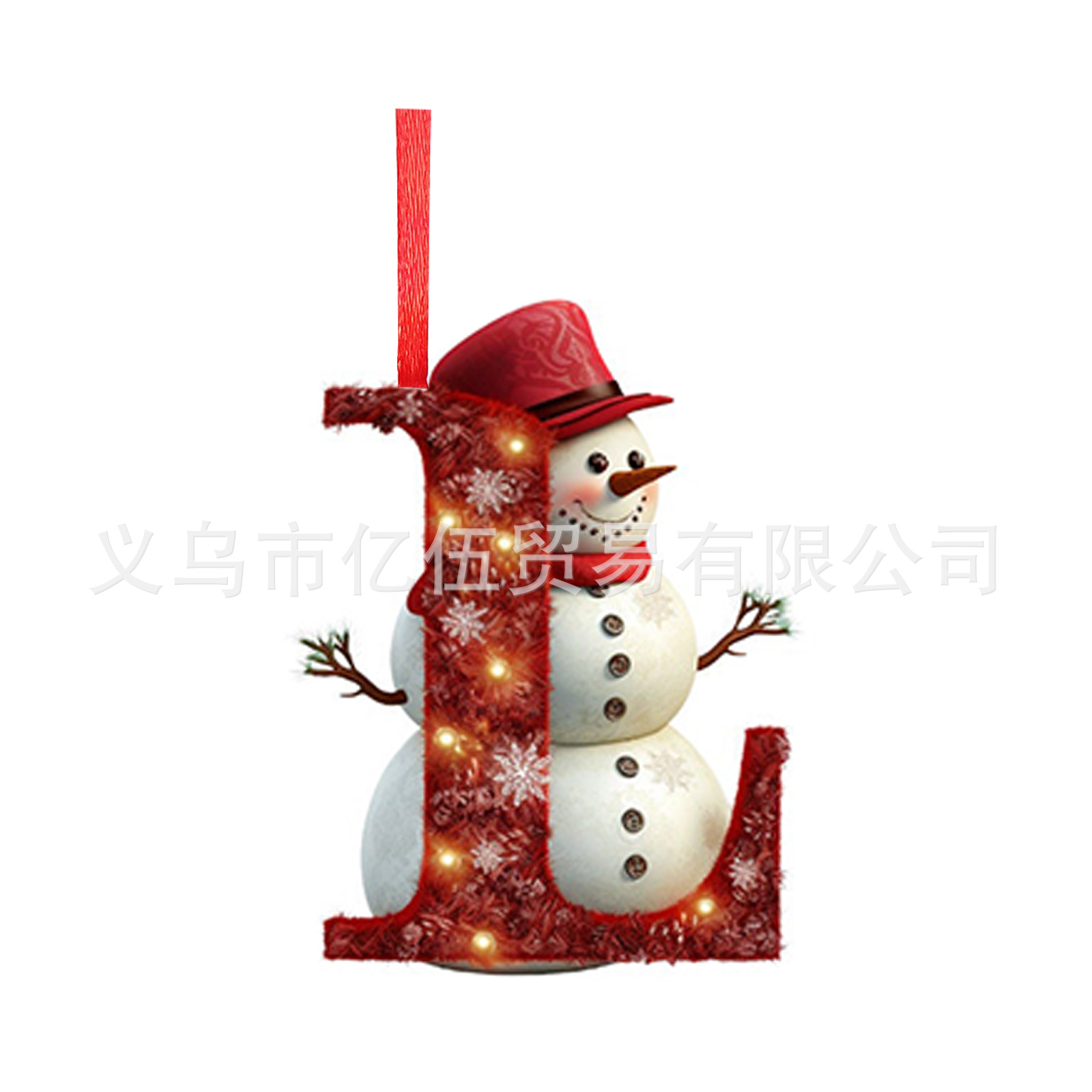Nuevos productos transfronterizos 26 letras muñeco de nieve bebé colgante de Navidad acrílico plano árbol de Navidad decoración para el hogar colgante image 17