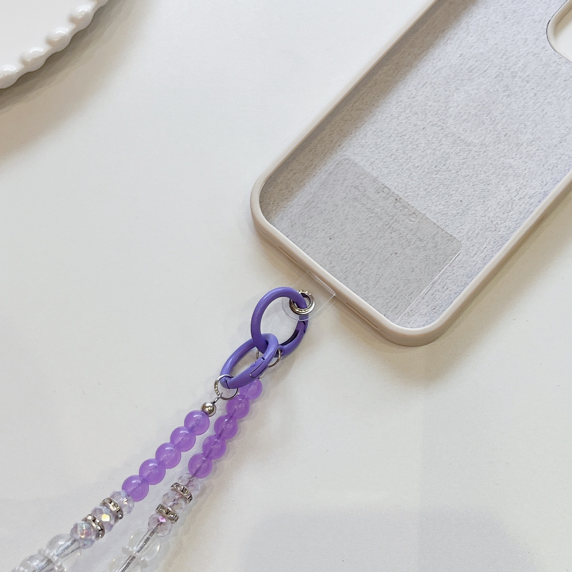 Verano color gelatina larga cuerda de mensajero estilo ins fresco cordón de la caja del teléfono colgante de hebilla de metal con cuentas de cristal