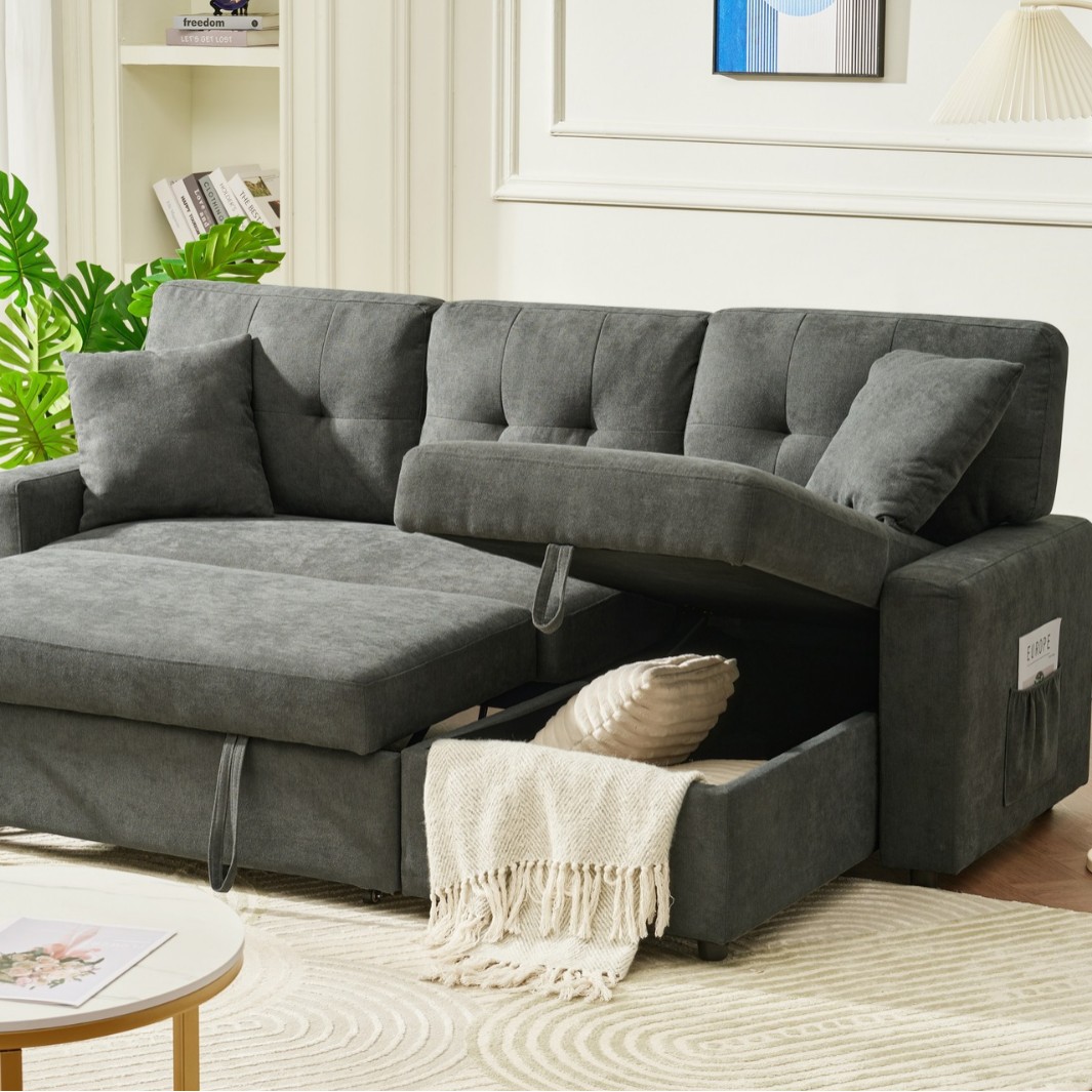 Sala de estar cama sala de estar tela sofá en madera maciza comercio exterior para niños dobles