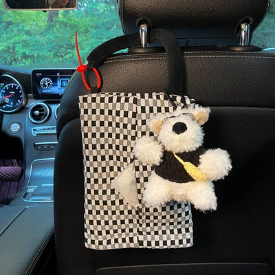 Car tissue box/set Tissue Hanging Bag Car Paper - grass-dog-tissue-bag-grey-black