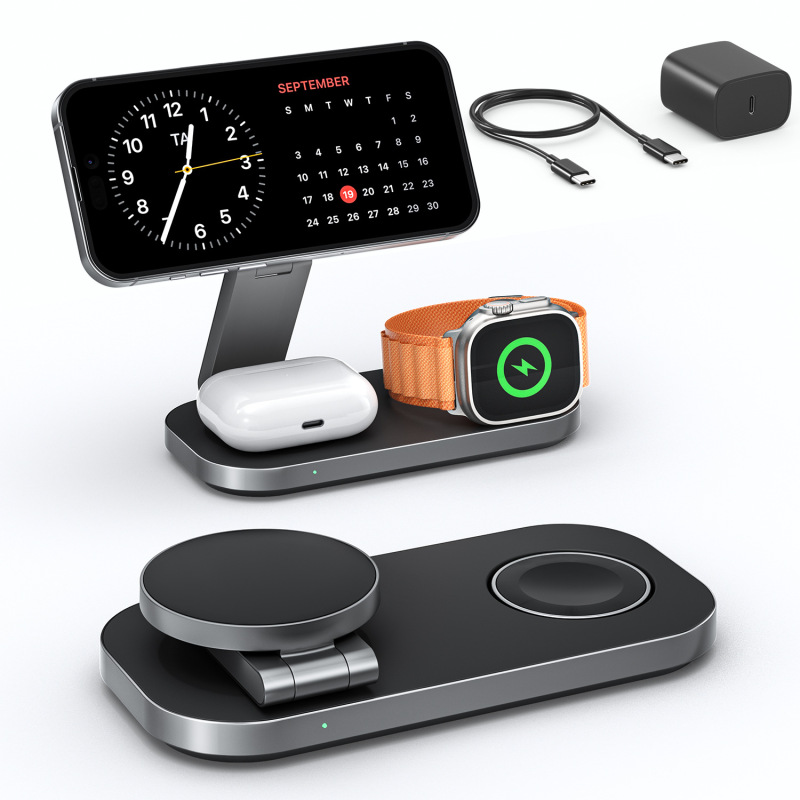 New Foldable Magnetic Multifunctional 3 in 1 Wireless Charger for iPhone MagSafe Charger