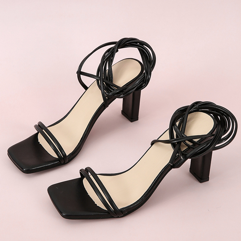 Square Toe Buckle High Heel Sandals NSHYR78498