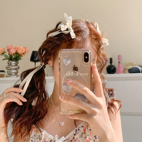 Girl's ribbon braided hair clip Internet celebrity sweet and cool duckbill clip double ponytail hair band ballet fashion aesthetic hair accessories