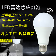 LED低压灯泡雷达感应24V36V12V球泡走廊楼道人体感应灯低压安全