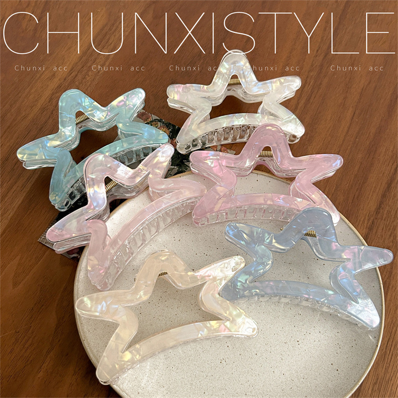 South Korea PVC Original Mermaid Ji Dazzling Color Five-pointed Star Hairpin Hairpin Hairpin Claw Head Disc Hair Claw Shark Clip South Korea PVC Original Mermaid Ji Dazzling Color Five-pointed Star Hairpin Hairpin Hairpin Claw Head Disc Hair Claw Shark Clip