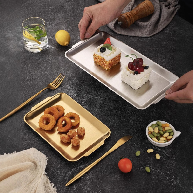 韓国式レストラン焼肉料理皿フライパン皿寿司皿厚肉ステンレス角皿|undefined