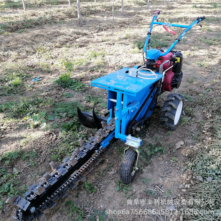 地下埋管链条式挖沟机 果园施肥开沟机 手扶式双链条开沟机