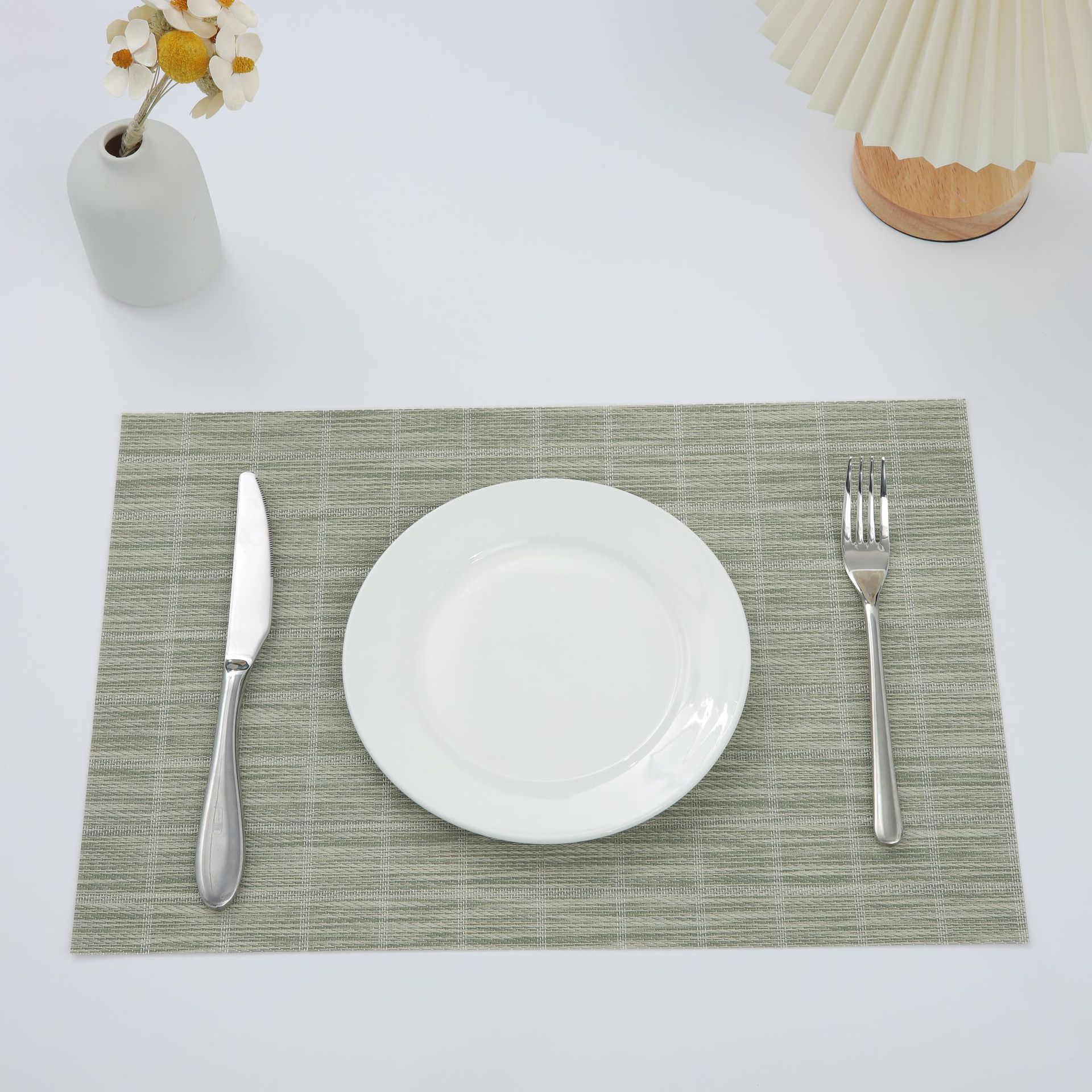 Texlin tejido Western placemat Plaid PVC placemat impermeable aislado estera de tabla lavable posavasos Hotel Casa