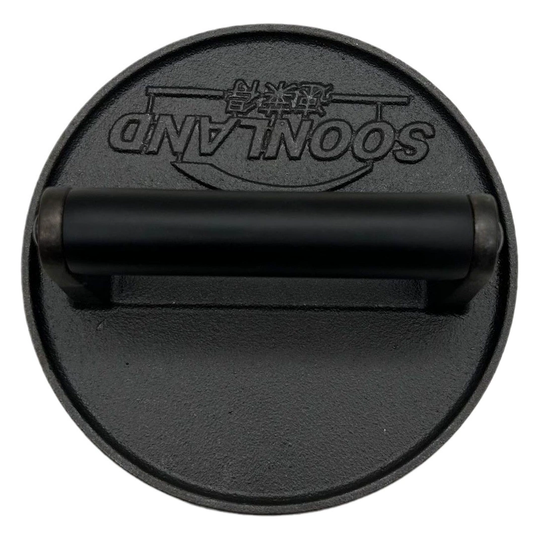 Чугунная круглая плита для прессования мяса 16.5cm Плоское дно для прессования мяса на открытом воздухе барбекю без покрытия доска для прессования мяса