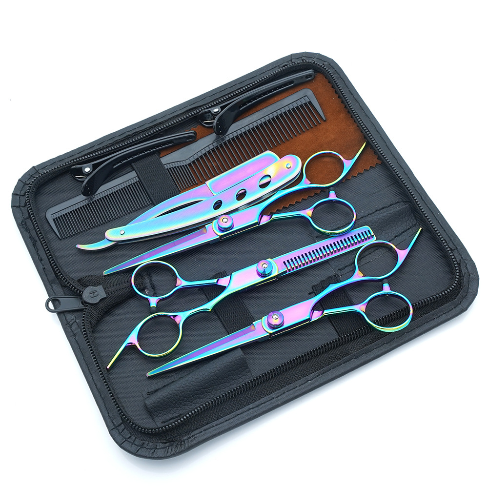 Juego de Tijeras de Peluquería Profesional de Acero Inoxidable Multifuncional para Peluquería