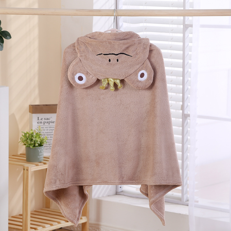 Toalla de baño de terciopelo coral con capucha, poncho absorbente, albornoz con capucha bordado para bebé, manta infantil de dibujos animados. image 20