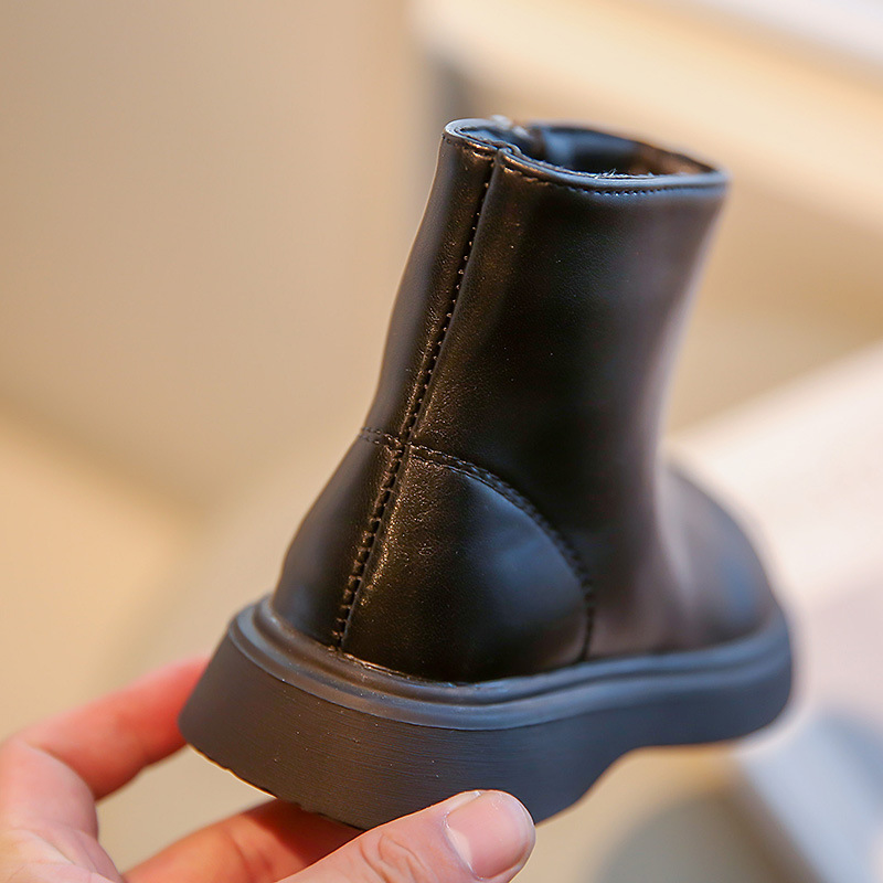 Martin 2024 Herbst/Winter Neue Kollektion Mädchen und Kinder Stilvolle schwarze kurze Frühling/Herbst Einzelstiefel_voghion.com