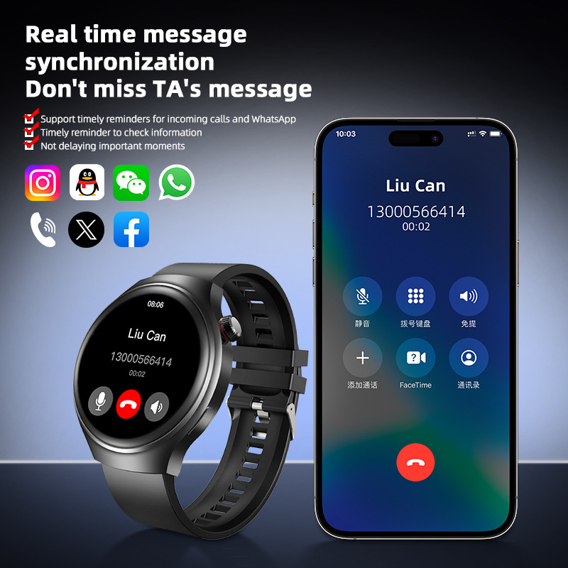 Cross-Border Tk Popular Watch4 Bluetooth Call Round Watch High-Definition Large Screen S612W Multi-Function