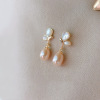 Earrings from pearl, silver needle, light luxury style