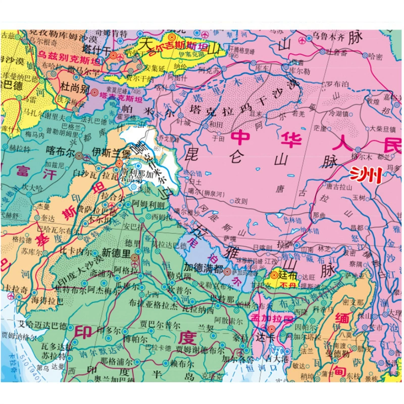 Мирная карта 24-го выпуска (полностью раскрытая, ламинированная, в тубе) 1070*745 мм Китайское картографическое издательство