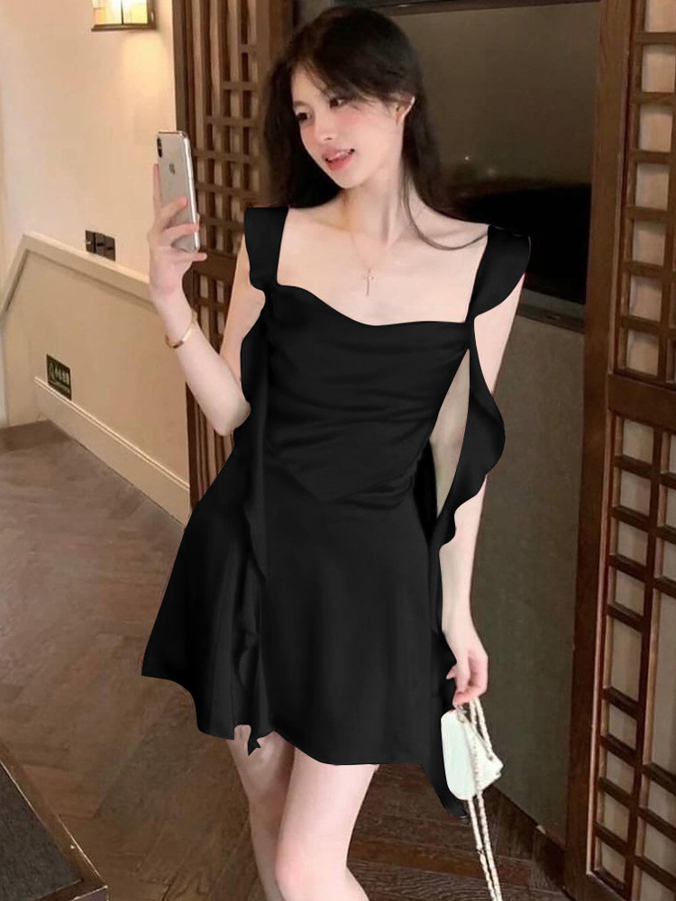 Women's Regular Dress Sexy Boat Neck Ribbon Sleeveless Solid Color Above Knee Holiday Date display picture 28