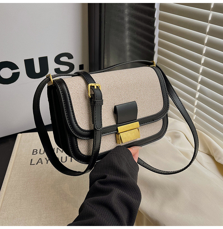 Nicho de diseño de lino empalmado bolso para mujeres 2025 nueva moda moda bolso pequeño de moda bolso casual simple mochila image 7