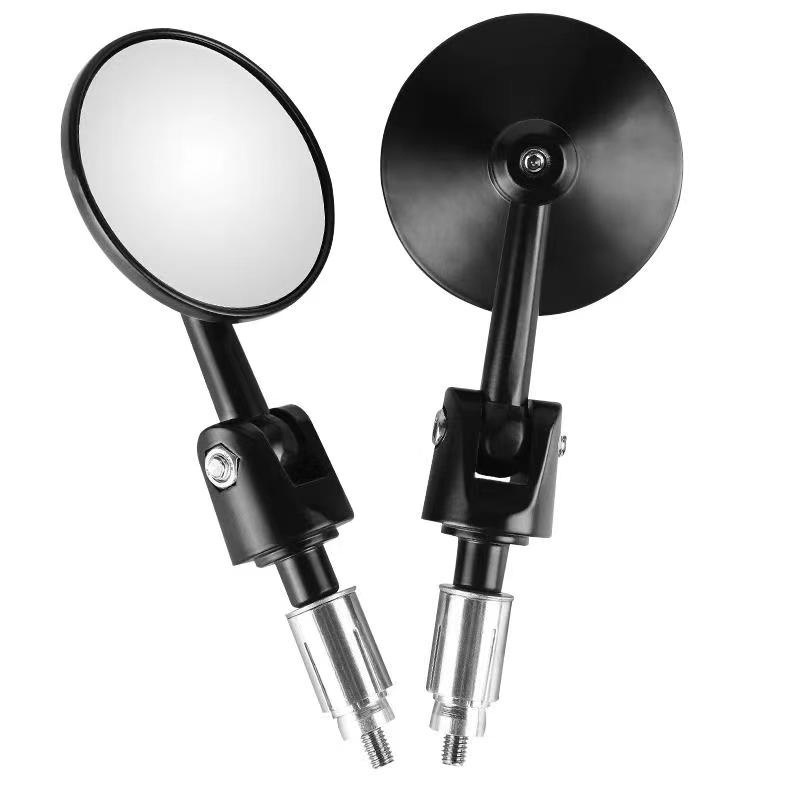 Motorcycle Modified Handlebar Reflector, Retro-Adjustable Foldableing Handlebar Rearview Mirror, Round Rearview Mirror