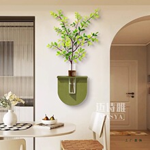 DIY餐厅水培绿植装饰画奶油风客厅立体带花瓶壁画砂岩肌理感挂画