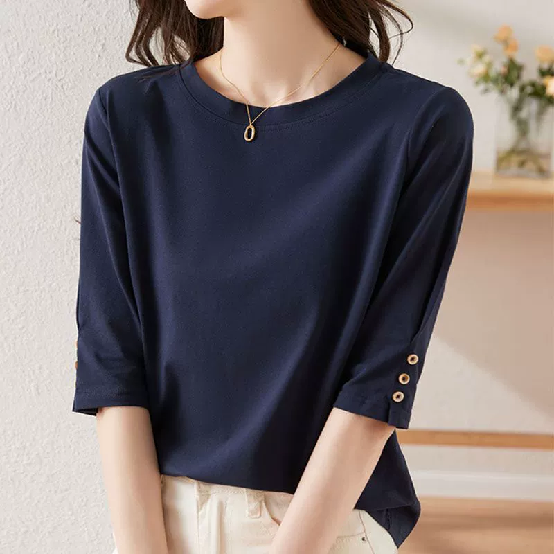 Футболка с семью рукавами женская летняя мода 2024 года