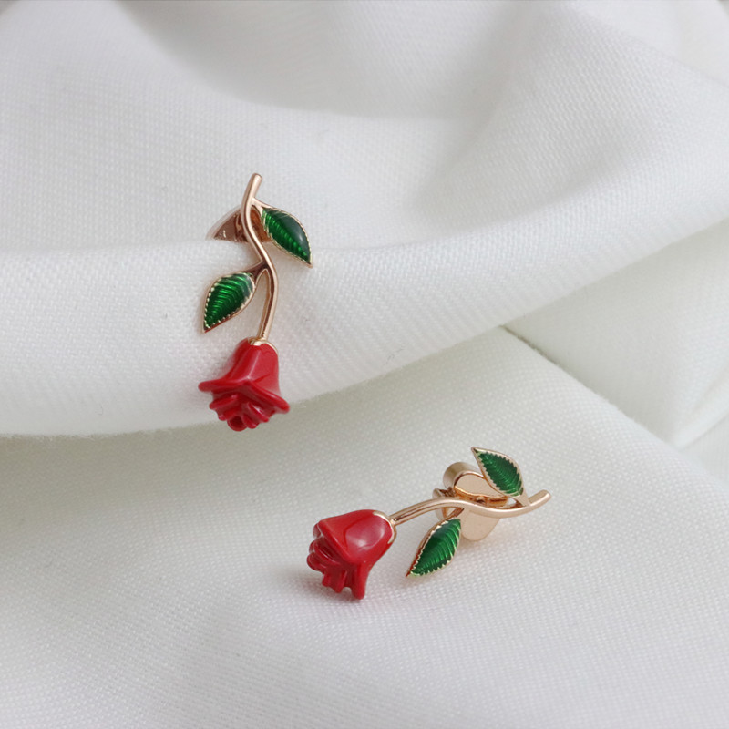 1 Pair Elegant Sweet Rose Copper Ear Studs display picture 2