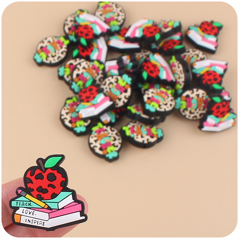Nueva historieta infantil profesor libro Apple pequeño mordedor creativo DIY bebé molar pezón cadena pequeños accesorios