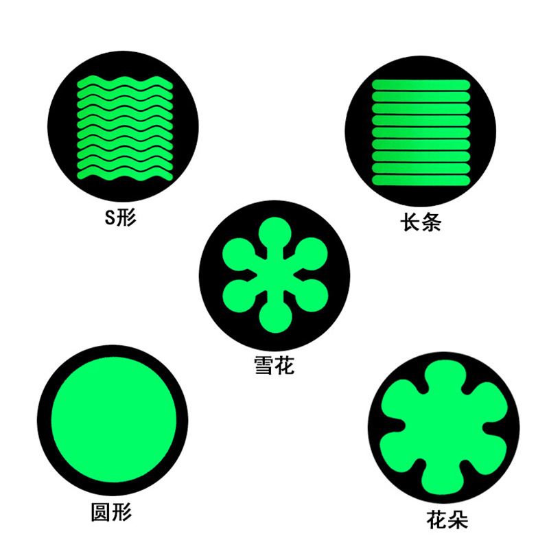 Punto transfronterizo Advertencia verde Pasos de tierra Cinta antideslizante fluorescente Escalera Baño Tía antideslizante luminosa reflectante