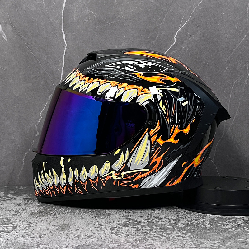 LVS casco de la motocicleta estándar nacional de los hombres y las mujeres del casco completo de doble lente de invierno motocicleta eléctrica Bluetooth cabeza Gris Cuatro Estaciones