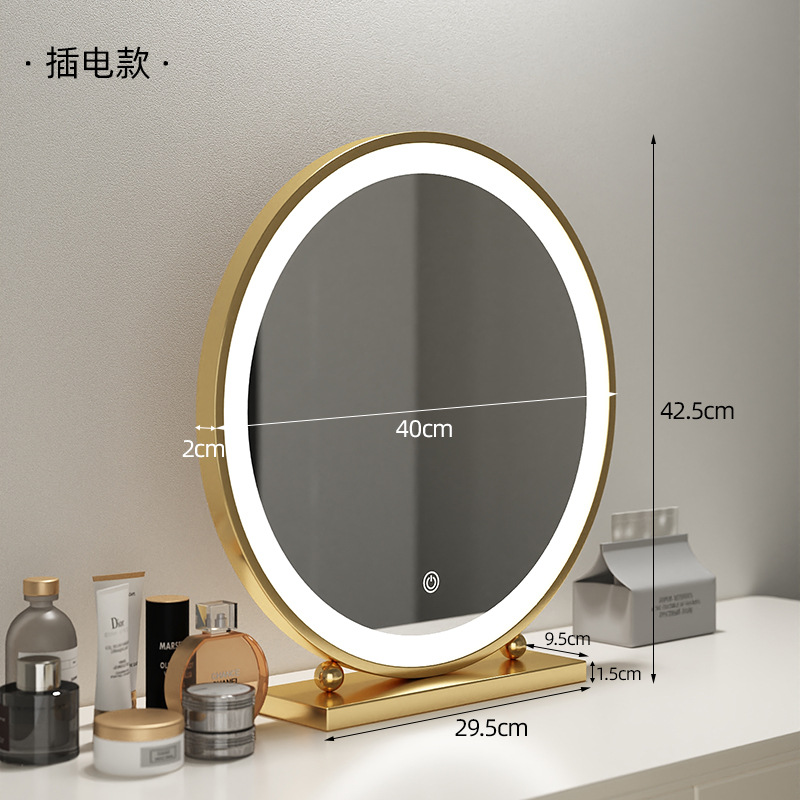 Espejo de vestir redondo espejo de vestir lujoso dormitorio escritorio dormitorio de estudiantes escritorio hierro forjado espejo de vestir espejo de vestir