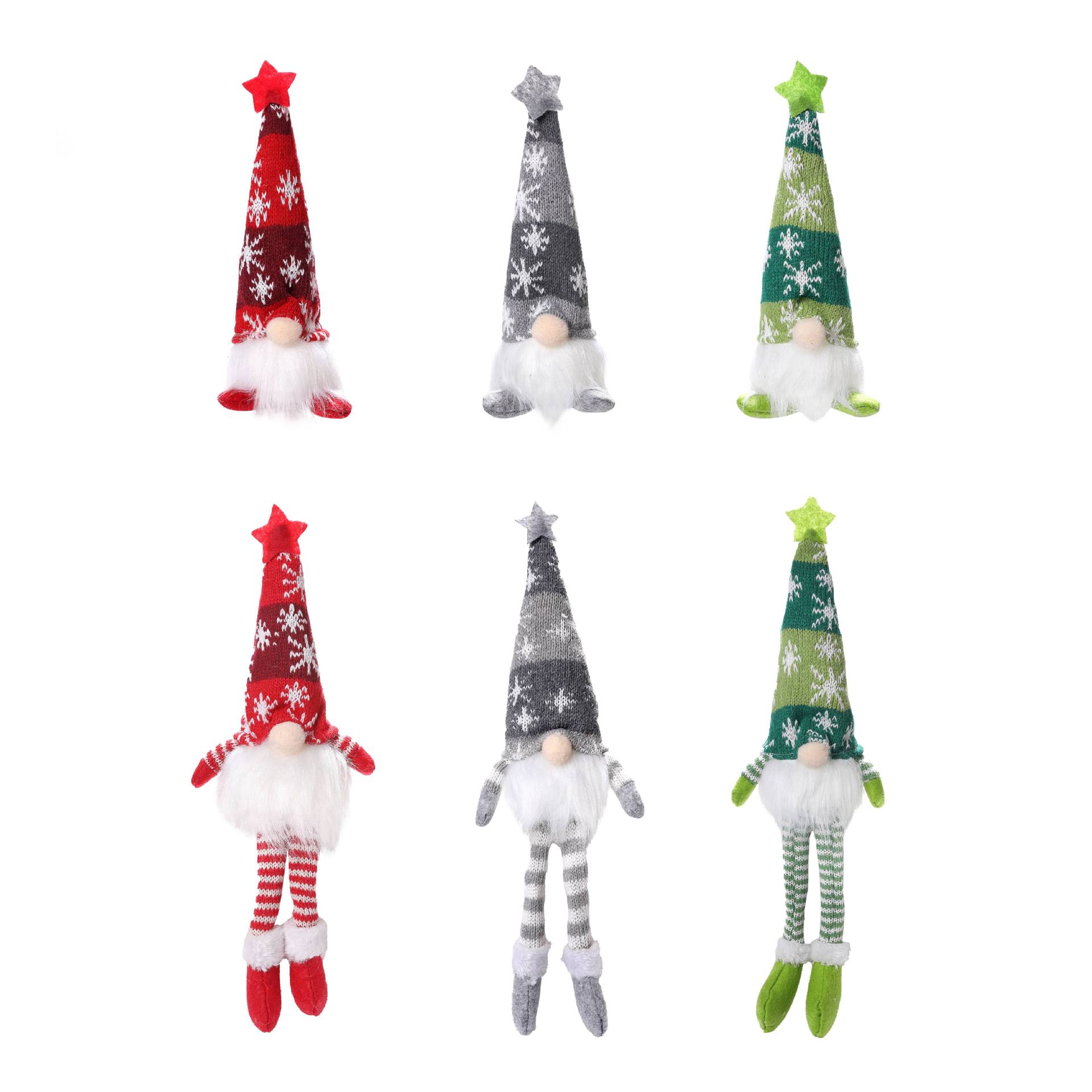 Decoraciones de Navidad copo de nieve sombrero de punto con lámpara Rudolph colgar piernas duendes muñecas muñecas muñecas adornos image 6