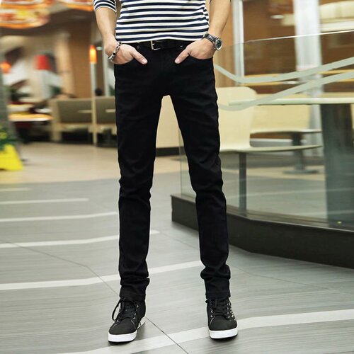 Summer and Spring Men's Thin Elastic Jeans, INSPopular Brand Slim Straight Leg Trendy Long Pants