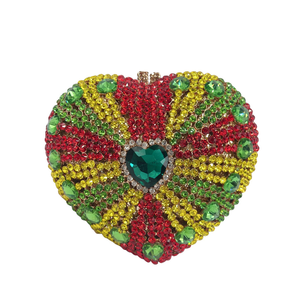 Bolsa de cristal transfronteriza llena de diamantes cena ligera de lujo diamante amor banquete mujer mano bolsa de papel duro colorido tejido
