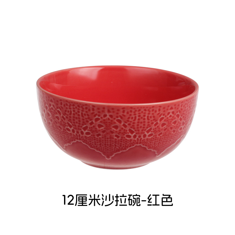 Relieve suave y fácil de limpiar estilo nórdico minimalista elegante romántico encaje cubiertos de cerámica set