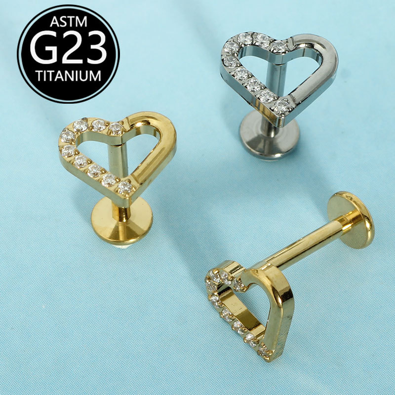 16G labret stud size and finish detail
