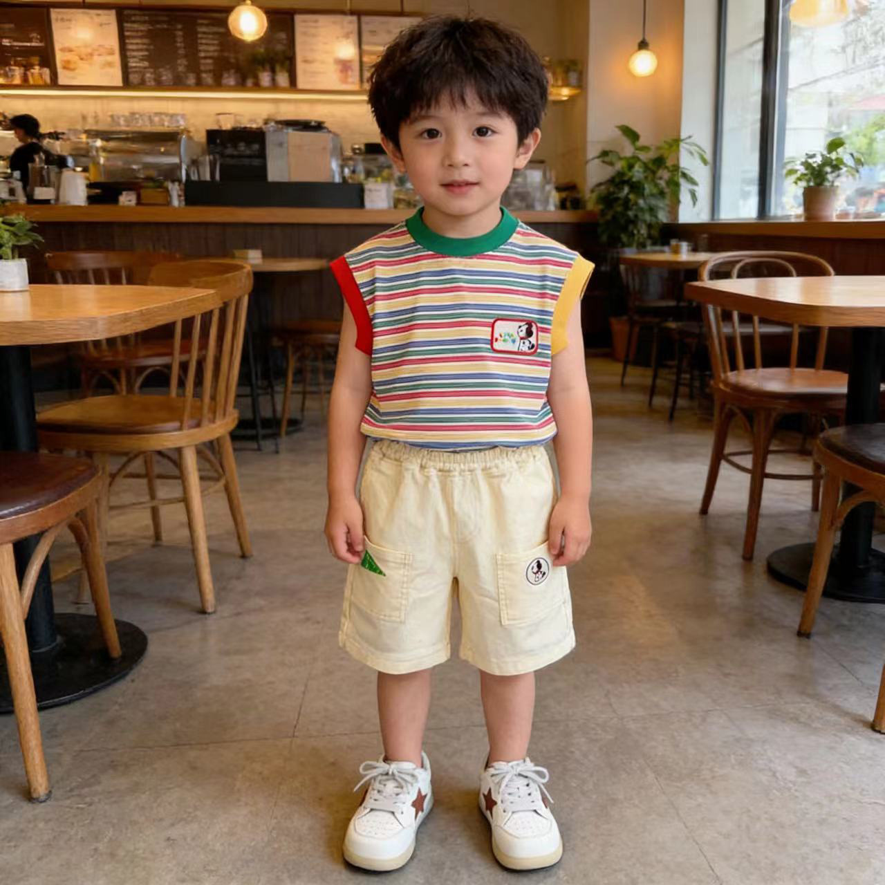 Boys' Summer Vest 2026 New Summer Style Children's Japanese-Style Round-Neck Striped Pullover Vest