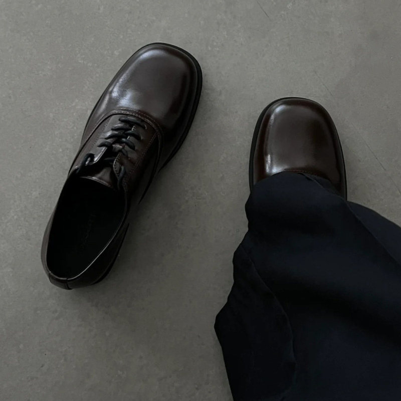 Derby Shoes, High-End Square-Toe Casual Leather Shoes for Men, Wedding and Commuting Formal Wear, Round-Toe High-End Brown Leather Shoes Derby Shoes, High-End Square-Toe Casual Leather Shoes for Men, Wedding and Commuting Formal Wear, Round-Toe High-End Brown Leather Shoes