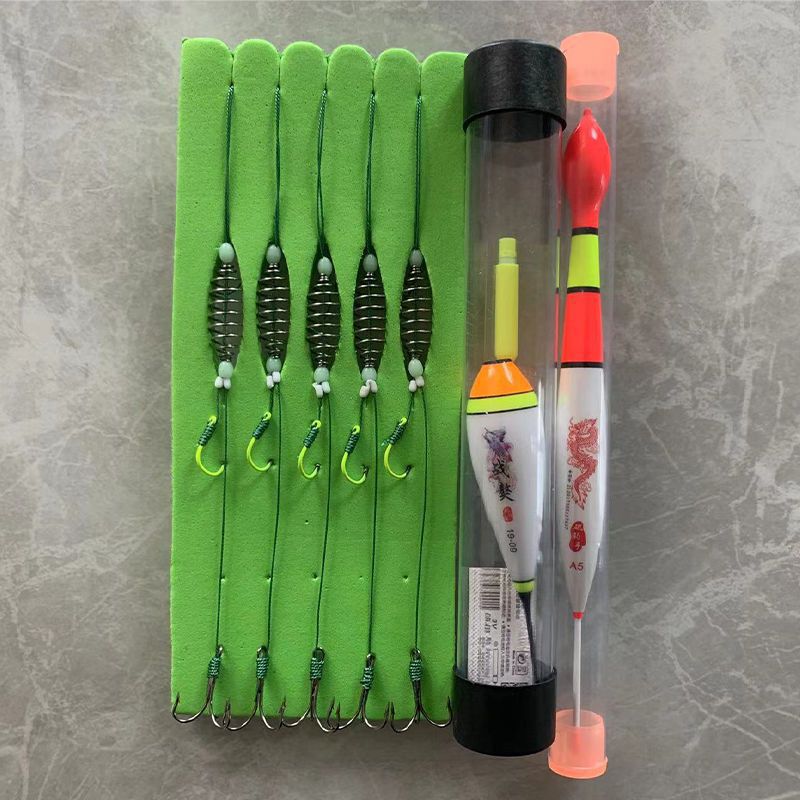 Nuevo conjunto de línea de pesca flotante de palo de mano con gancho de cabeza gorda resorte de doble gancho especial