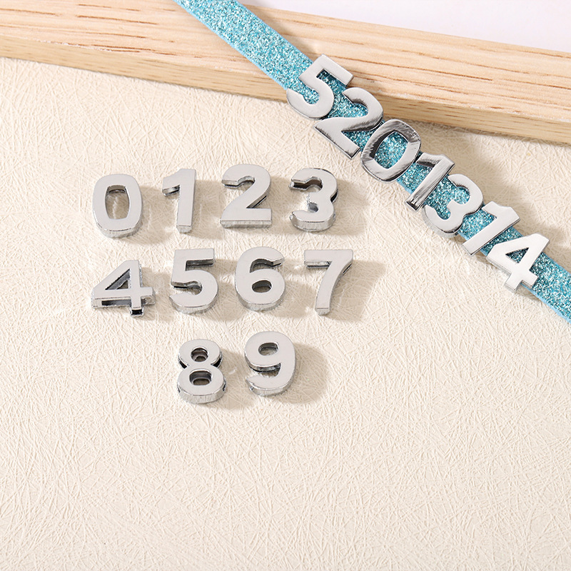 8 ㎜ Alloy Digital Beaded DIY Bracelet Temporary Parking Sign Pet Collar Jewelry Watch Strap Accessories