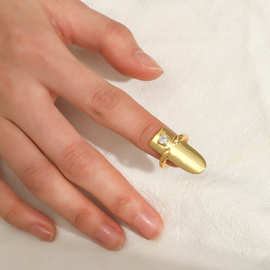 跨境热销爆品时尚镶锆石指甲戒指女 新款高级感戒指指套 厂家货源