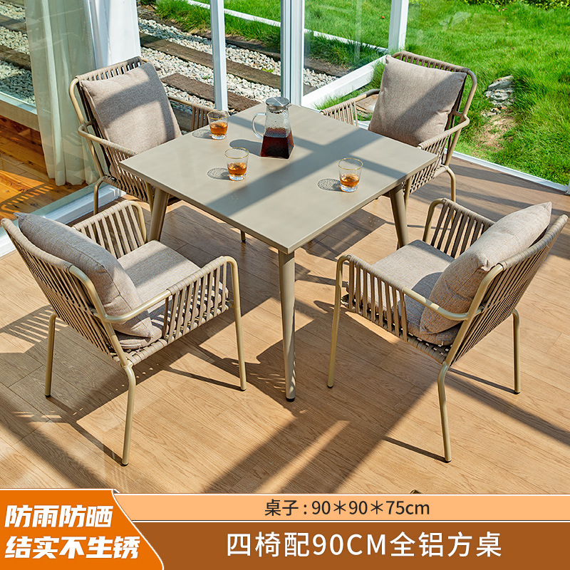 Al Aire Libre mesa y silla patio anticorrosión de madera jardín al aire libre cafetería al aire libre de madera de plástico tabla larga combinación fábrica de Ventas Directas