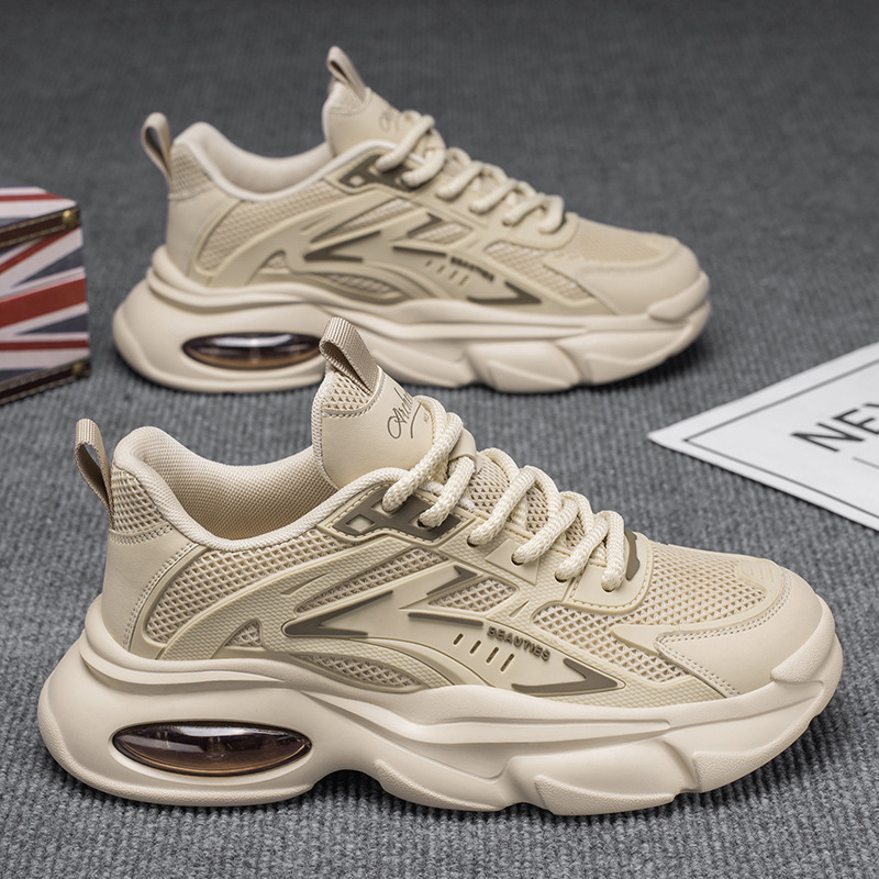 Otoño de los zapatos de hombre 2025 nuevos zapatos transpirables de moda para hombres, zapatos deportivos de suela gruesa, zapatos casuales de carrera de papá