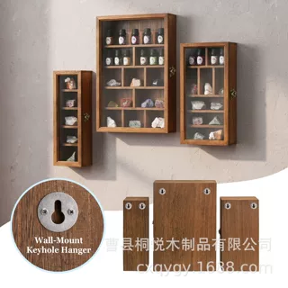 壁挂式木制眼影盒展示架多功能墙上多层陈列收纳架带亚克力储物盒