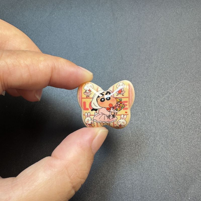 竖孔UV双面彩印卡通蝴蝶DIY手工串珠串笔钥匙链发绳饰品配件材料|undefined