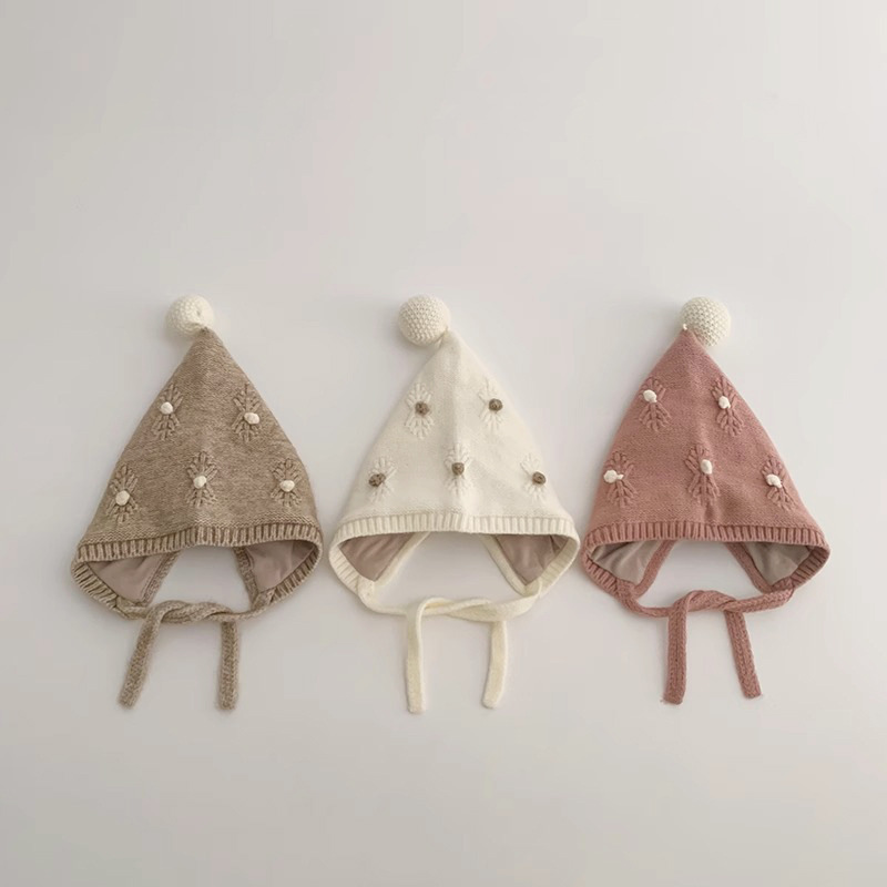Baby hat Winter newborn ins plus cotton warm ear cap cute baby tire cap wool cap_voghion.com