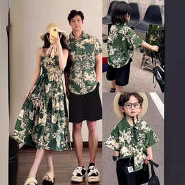 新品装2024新款夏装儿童海滩韩版女童短袖童衬衫夏季上衣潮亲子装