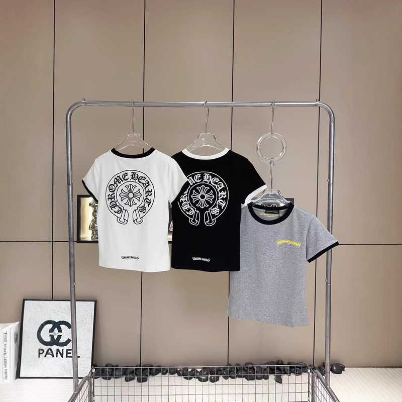 25夏新作トレンドブランドアメリカンカラーブロック馬蹄ロゴ半袖Tシャツ|undefined
